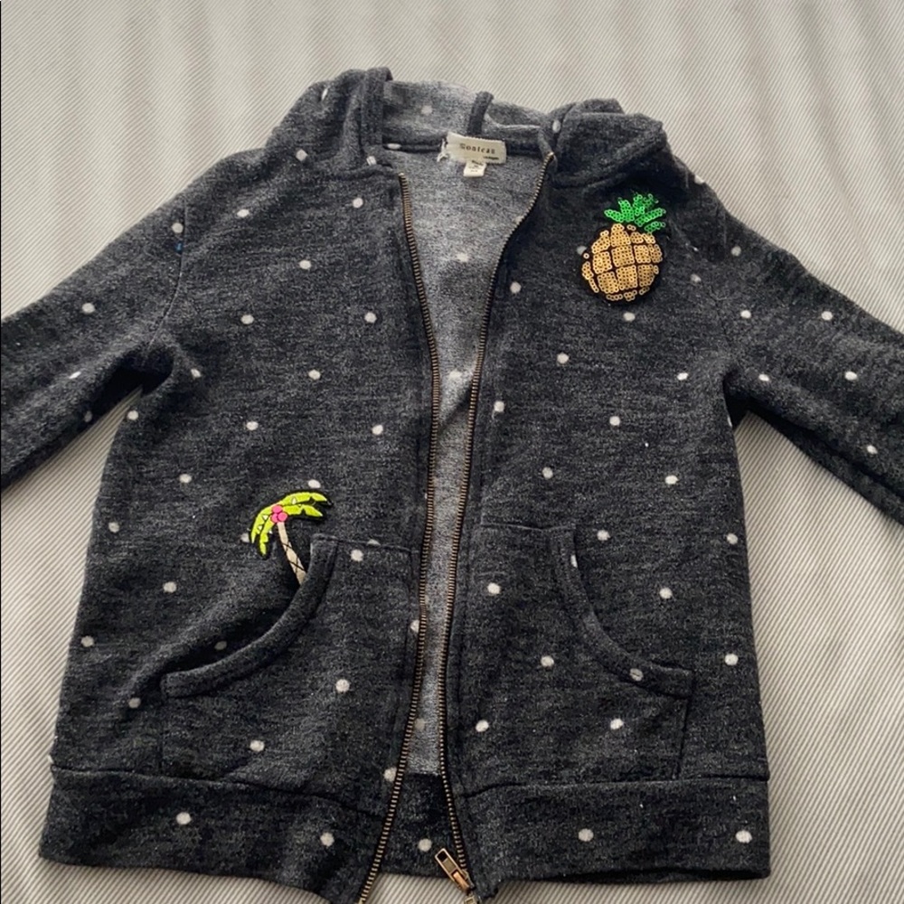 Girls Dark Grey polka-dot zip-up Hoodie